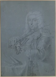 Portret Francesco Veraciniego (1690-1768), włoskiego skrzypka (ołówek i kreda)